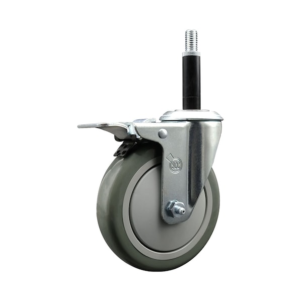 Service Caster 5'' Gray Poly Swivel 3/4'' Expanding Stem Caster Total Lock Brake SCC-EXTTL20S514-PPUB-34 - main